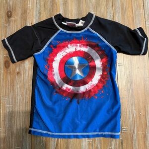 Boys captain America swim shirt